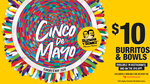 $10 Burritos and Bowls (Usually from $13.70) on Sunday May 5 (In-Store, GYG App & DoorDash Delivery Only) @ Guzman y Gomez
