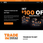 Trade in Any Trade Brand 18V Battery and Get $100 off The RRP of Select AEG Kits (Plus Bonus Tool via Redemption) @ Bunnings