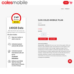 Coles Mobile 140GB 12-Month Prepaid Starter Pack $149 (Unlimited Call & Text to 15 Countries) @ Coles