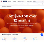 $20/Month off SIM-Only Premium Plan for 12 Months: 300GB/Month $79/Month @ Telstra