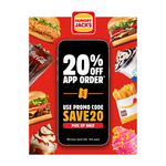 20% off App Order with Minimum $20 Spend - Pickup Only @ Hungry Jack's App