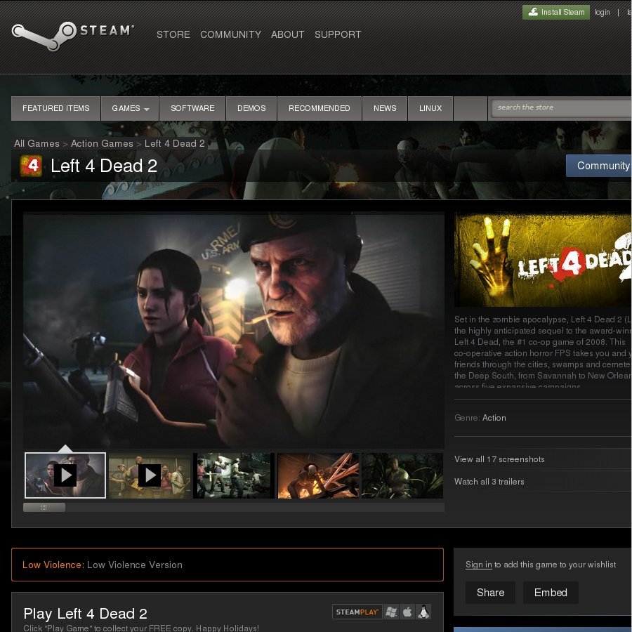 is left 4 dead 2 free on steam
