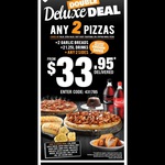 Domino's Double Deluxe Deal- 2 Pizza's, 2 Garlic Breads, 2 1.25l Drinks + Any 2 Sides for Only $33.95 DELIVERED