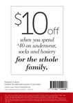 $10 off When You Spend $40 on Underwear, Socks & Hosiery for The Whole Family @ Target