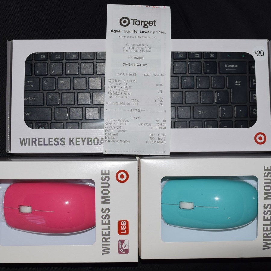 Target (Instore) Wireless Keyboard 1.40 / Wireless Mouse 0.35