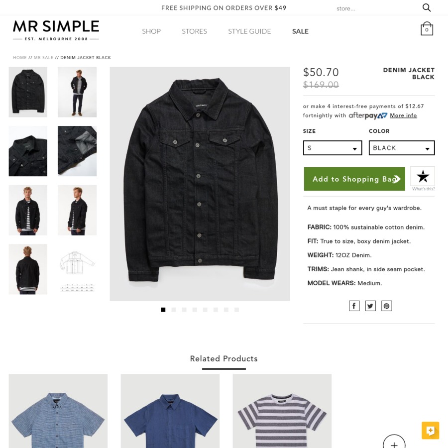 Mr Simple Black Denim Jacket. Was $169, This Weekend Price Is $50.70 ...