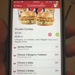 KFC Double Combo $11.95 (2 Regular Burgers or Twisters Combo) Via App