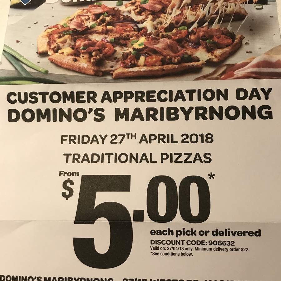 [VIC] Domino’s Customer Appreciation Day Traditional Pizzas from 5.
