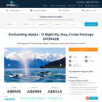 11 Night Vancouver - Alaska Cruise + Airfares + Transfers + 2 Nights Pre-Cruise Stay + up to US$950 Credit  $6955pp @ CruiseCo