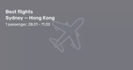 Virgin Australia to Hong Kong Return: from Bris $431, GC $442, Adl $443, Sydney $456, Mel $454, Hob $484 @ BTF