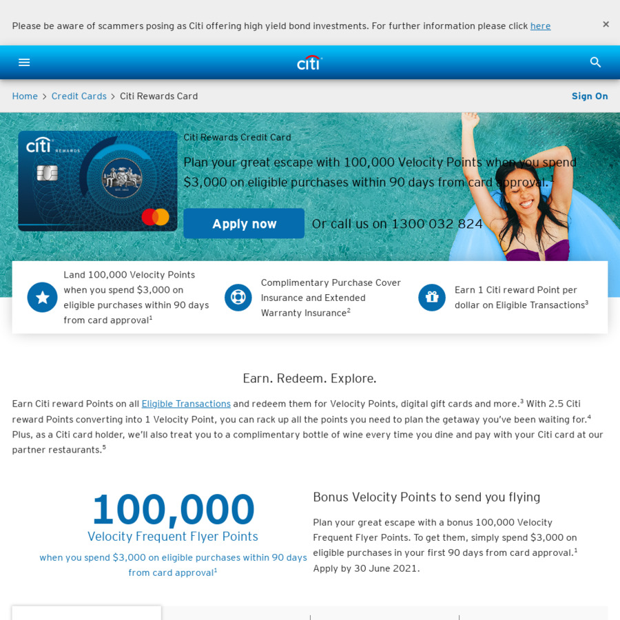 Citi Rewards Credit Card 100 000 Bonus Velocity Points 3000 Spend citi-rewards-credit-card-100-000-bonus-velocity-points-3000-spend