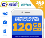 365 Day Plan - 120GB + Ultd. Call&SMS $108/$93 w/Giftcard (Was $150) - New Customers with Unidays/Student Beans @ Catch Connect