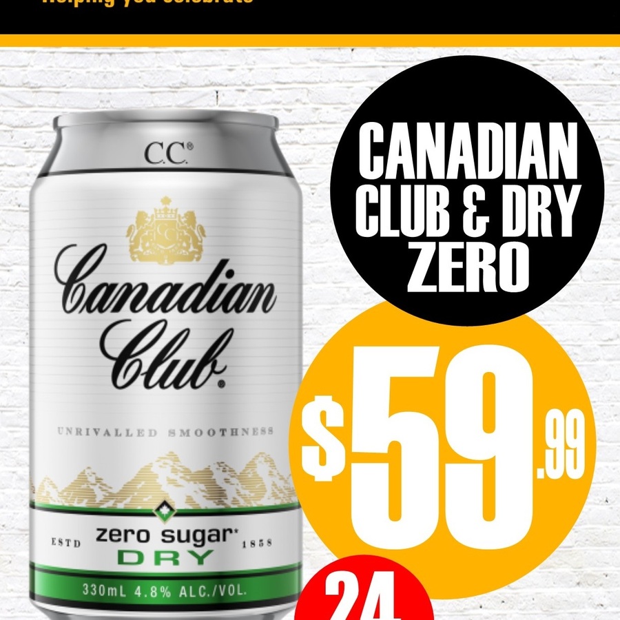 [VIC] Canadian Club Dry & Zero Cans 24x375ml $59.99 Pickup Only ...