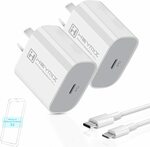 2-Pack 20W PD Charger, PD Lightning Cable, 2pcs Glass Screen Protector $19.63 + Post ($0 Prime/ $39 Spend) @ Yesdex Amazon AU