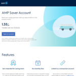 AMP Saver Account 1.35% p.a. Interest ($250/Month Min Deposit), No Monthly Account Keeping Fee @ AMP