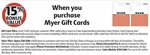 Bonus 15% When You Purchase a Myer Gift Card @ Coles