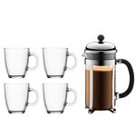 Bodum Caffettiera French Press Coffee Maker, 8 Cup, 1 Liter, 34oz with 2  Glass Mugs, 0.35 Liter, 12oz 
