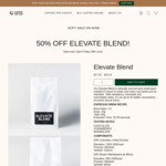 50% off Elevate Blend ($27.50 for 1kg), 50% off T-Shirts, Huskee Cup & Hario V60, 40% Hoodies @ Coffee on Cue