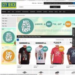 City Beach Mens Buy One Tee Shirt Get One Free + Free Express Shipping for Order > $10