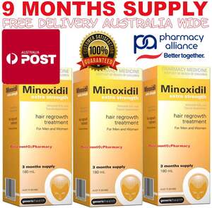 Minoxidil Extra Strength 5% Hair Regrowth Treatment 9 Month Supply $85.99 Delivered @ PharmacySavings