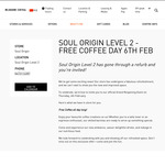 [VIC] Free Coffee, Thursday (6/2) @ Soul Origin (Melbourne Central, L2)