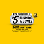 [VIC] $5 Burritos & Bowls on Wednesday May 28 (In-Store Only) @ Guzman Y Gomez, 260 Flinders Street, Melbourne