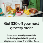 [Uber One] Get $30 off Your Next Grocery Order with Min $40 Spend @ Uber Eats