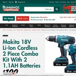 Makita DK18041 18V Li-Ion Cordless Drill + Impact Driver + 3 Batteries $199 (Was $350) Bunnings