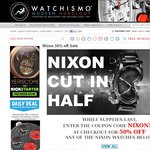 Nixon Men's Watches 50% off Using Coupon Code "NIXON50" @ Watchismo + Free Worldwide Shipping