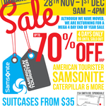 Up to 70% off Samsonite Warehouse Sale Melbourne [Springvale]