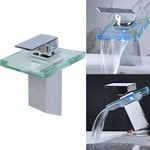 LED 3 Colors Waterfall Chrome Bathroom Faucet USD $39.96 (Was $50.88), Free Shipping @Newfrog