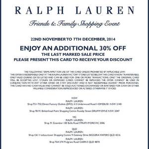 Friends and Family Ralph Lauren Factory Stores an Aditional 30% off The  Last Marked Price - OzBargain