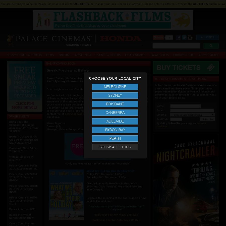 Free Tickets (Sneak Peek) at Palace Cinemas Balwyn VIC 1921 December OzBargain Free Tickets (Sneak Peek) at Palace Cinemas Balwyn VIC 1921 December OzBargain