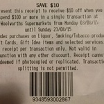 $10 off over $100+ Spend Instore Only @ Woolworths
