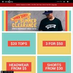 "Damn Daniel" Summer Clearance, $20 Tops, Shorts from $30, Headwear from $5 @ Culture Kings