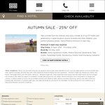 TFE Hotels Autumn Sale - 25% off from 58 Participating Hotels. Min Stay 3-4 Days Depending on Hotels