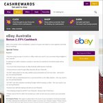 eBay Bonus 1.35% Cashback @ Cashrewards