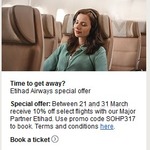 10% off Select Etihad Flights
