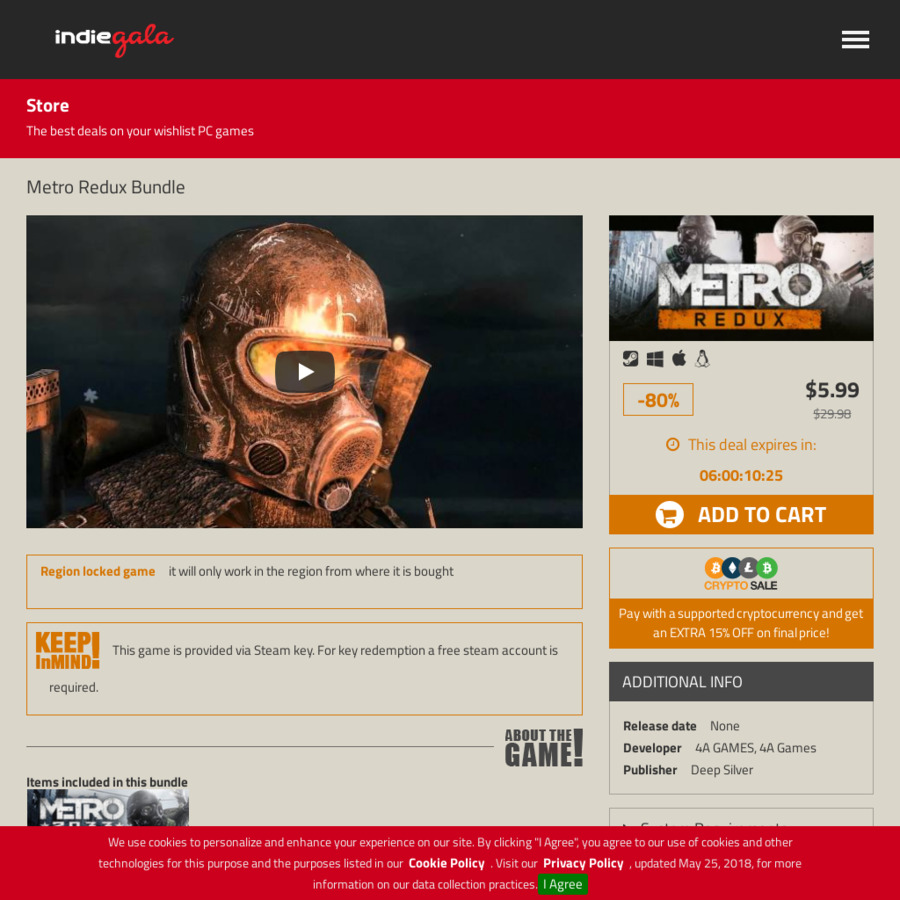 [PC] Steam - Metro Redux Bundle (2033 Redux and Last Light Redux) - US ...