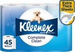 Kleenex Complete Clean Toilet Paper, 45 Rolls $19.50 ($17.55 S&S) + Delivery ($0 with Prime / $39 Spend) @ Amazon AU