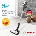 Win a Bosch Unlimited Serie 6 Rechargeable Stick Cordless Vacuum (Worth $449) from Appliances Online