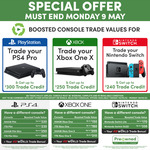 Console Trades: Up to PS4 Pro $300, Xbox One X $250, Nintendo Switch $240 & More (+ Your EB World Level Bonus) @ EB Games