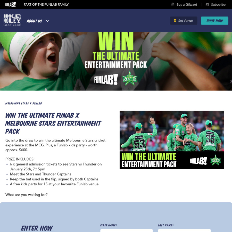 Win 6 Tickets to Stars Vs Thunder Game, Kids Party for 15 at Funlab