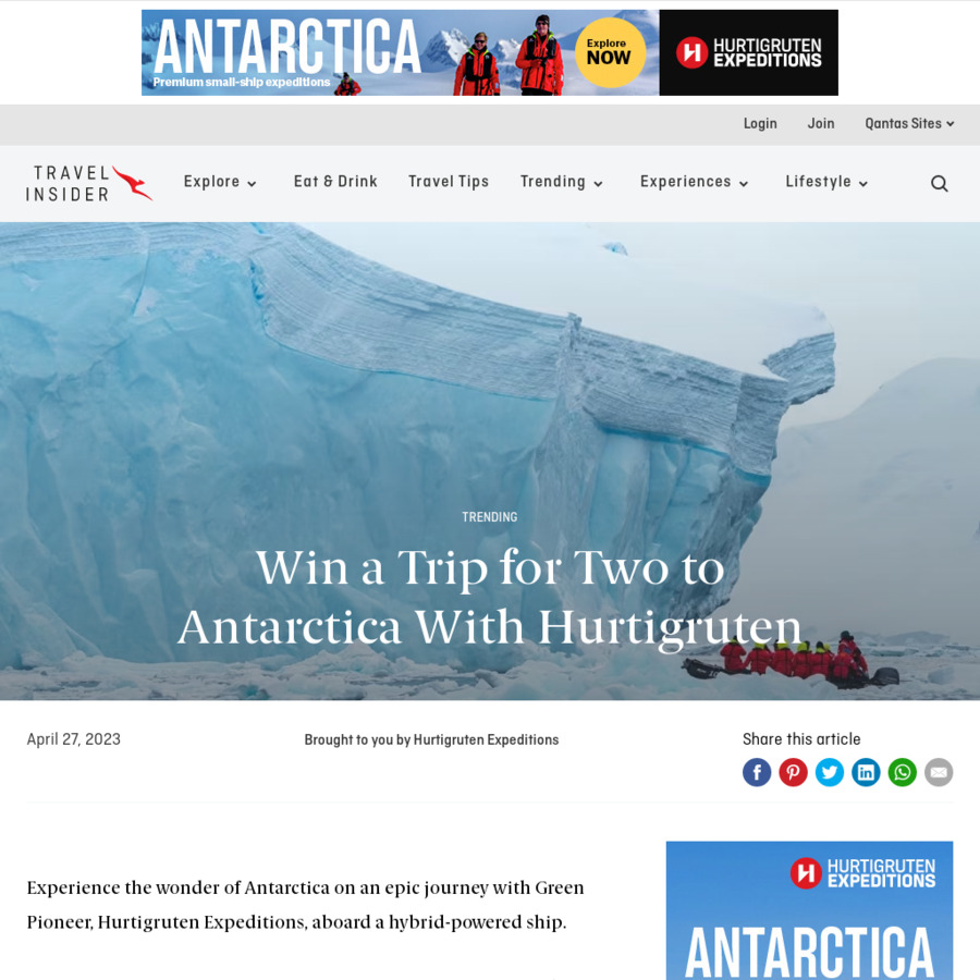 qantas win a trip to antarctica