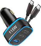 [Prime] YESDEX 115W 3-Port PD QC PPS USB C Car Fast Charger $16.5 + Delivery ($0 with Prime/ $39 Spend) @ AUSELECT AU