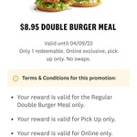 $8.95 Double Burger Meal @ KFC (Online & Pickup Only)