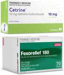 70x Fexorelief 180mg + 30x Cetrine 10mg Hayfever Relief Combo $16.99 Delivered @ PharmacySavings