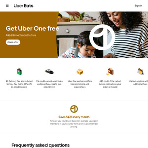 Get 2 Months Free of Uber One Membership (New Members Only, Normally $9.99/Month) @ Uber Eats