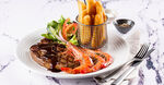 [QLD] $12.90 250g Rib Fillet, Garlic Prawns, Thick Cut Chips, House Salad with Jus @ Kitchen at Treasury (Membership Required)