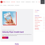 Velocity Flyer Credit Card - 60000 Velocity Points (w/$3K Spend in 2 months) and $129 Flight Voucher, $74 1st Year Annual Fee